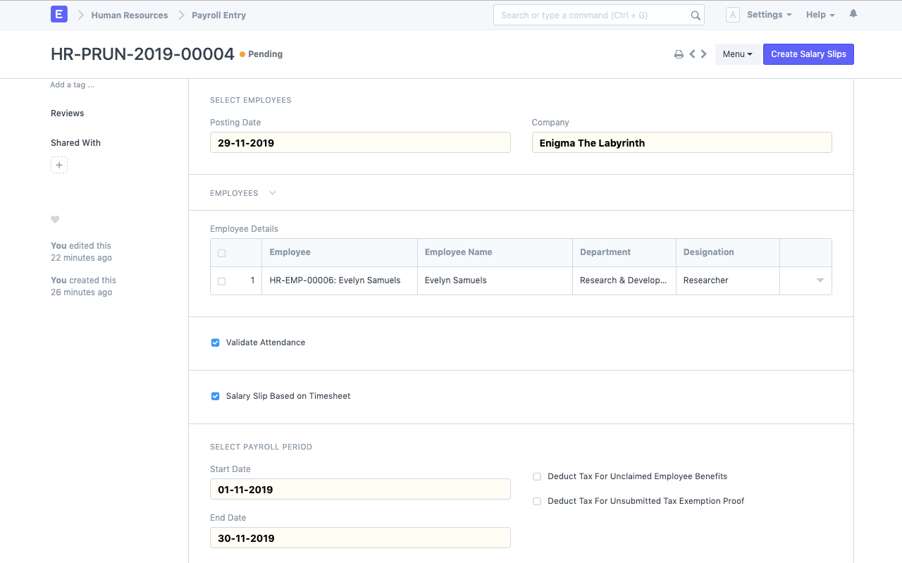 Payroll Entry