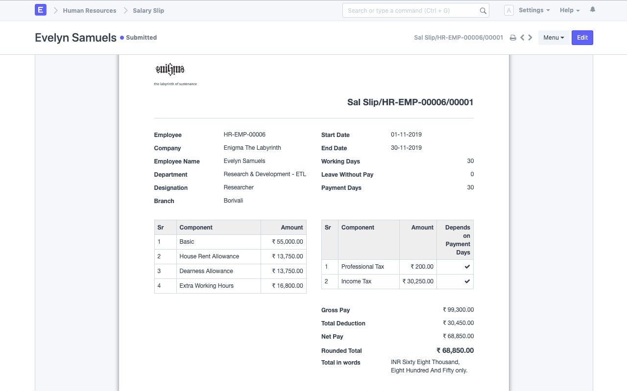 Personalized Payslips