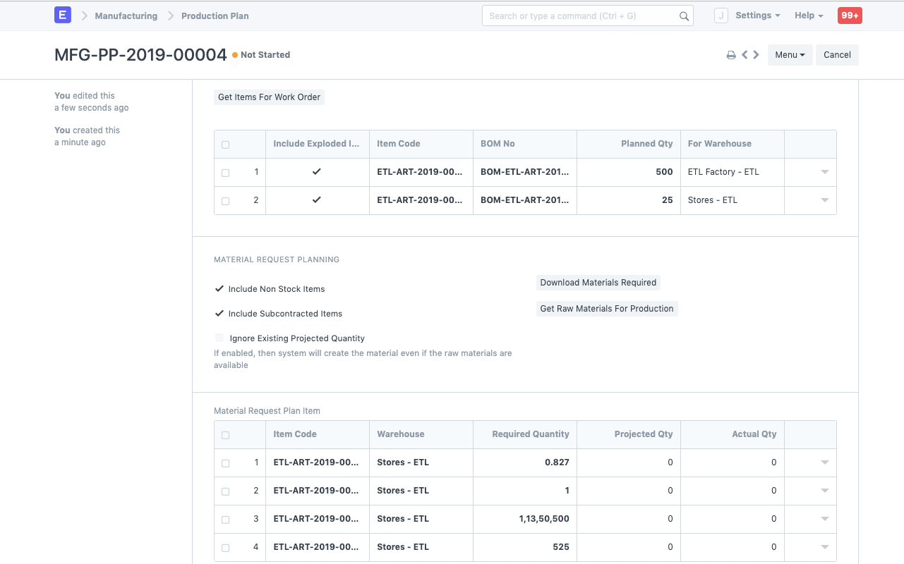 Material resource planning